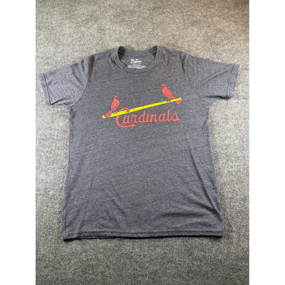 Majestic Threads Men St Louis Cardinals MLB Graphic T-Shirt Charcoal Gray Size M